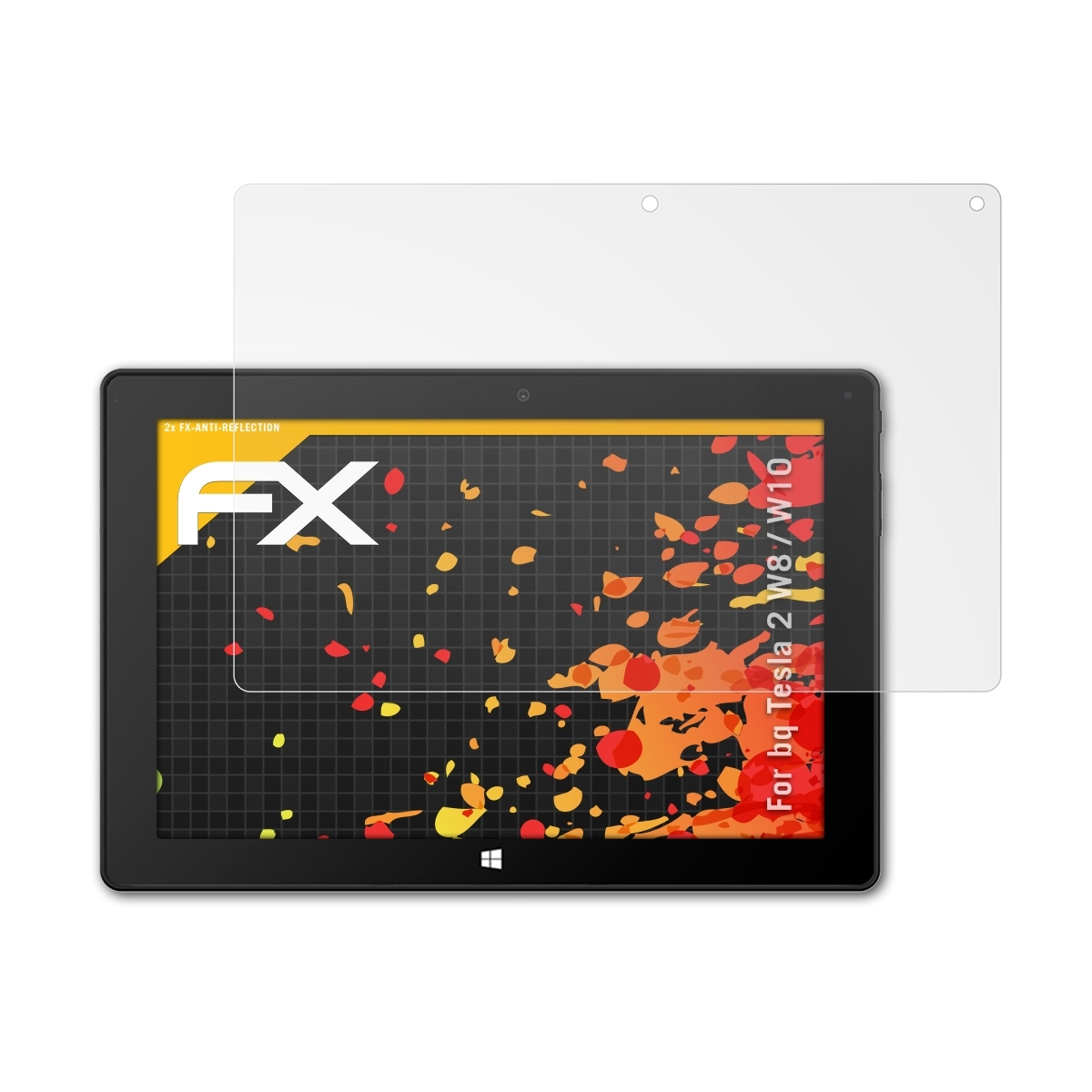 ATFOLIX 2x Tesla bq / FX-Antireflex W8 2 Displayschutz(für W10)