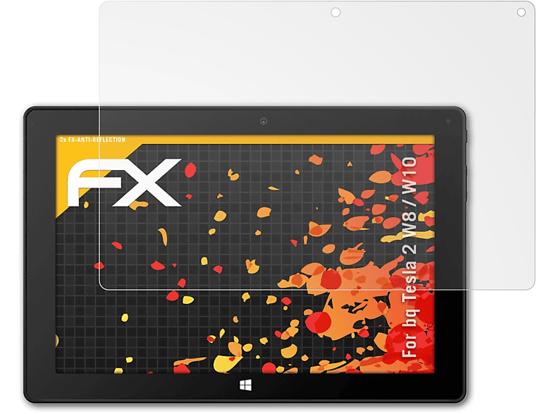 ATFOLIX 2x FX-Antireflex Displayschutz(für bq Tesla 2 W8 / W10) | Tabletschutzfolien