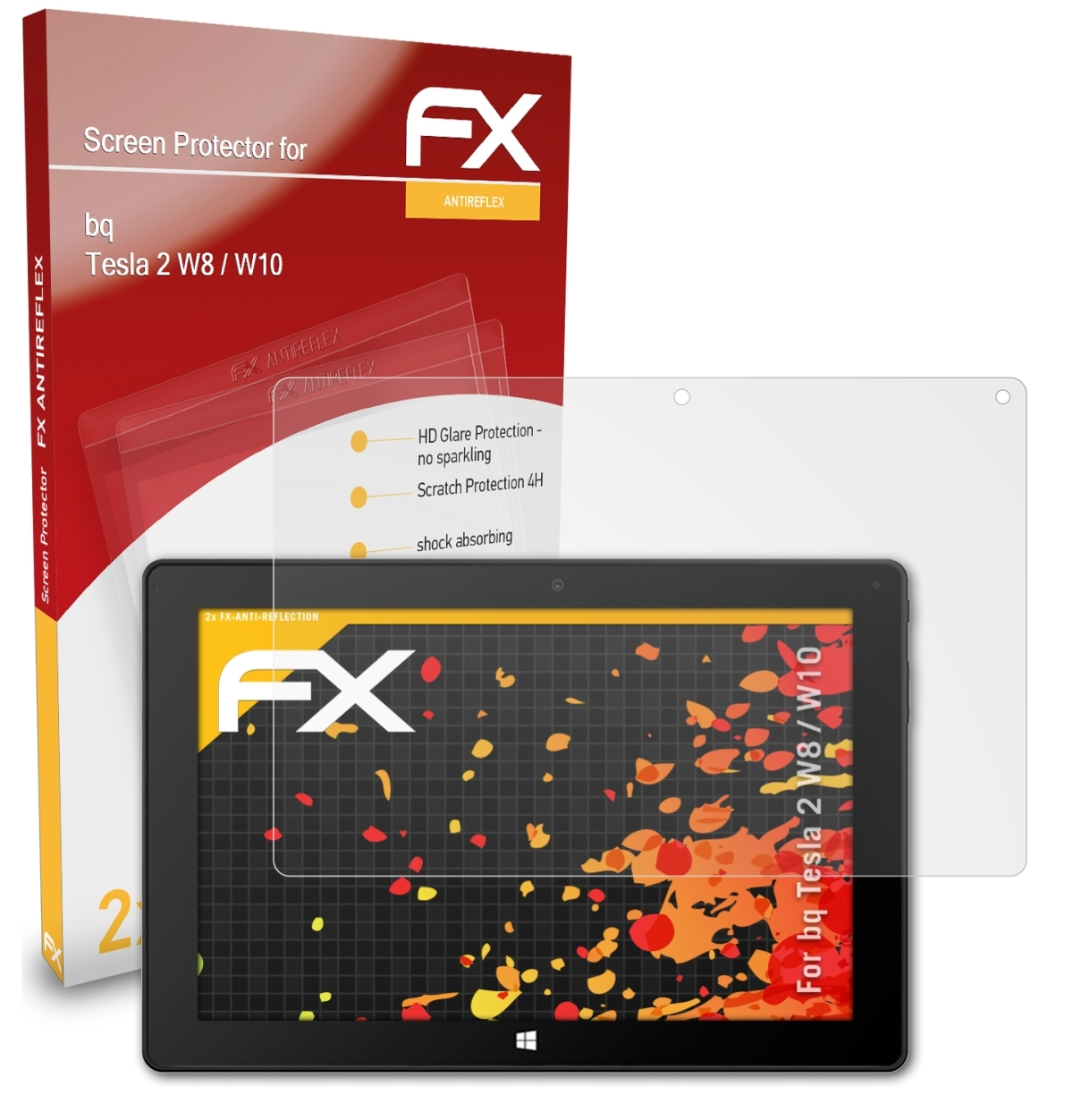 ATFOLIX Tesla 2x bq W8 / 2 W10) FX-Antireflex Displayschutz(für