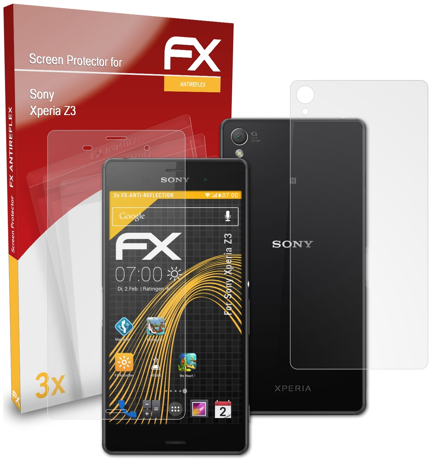 FX-Antireflex Z3) Displayschutz(für 3x ATFOLIX Sony Xperia