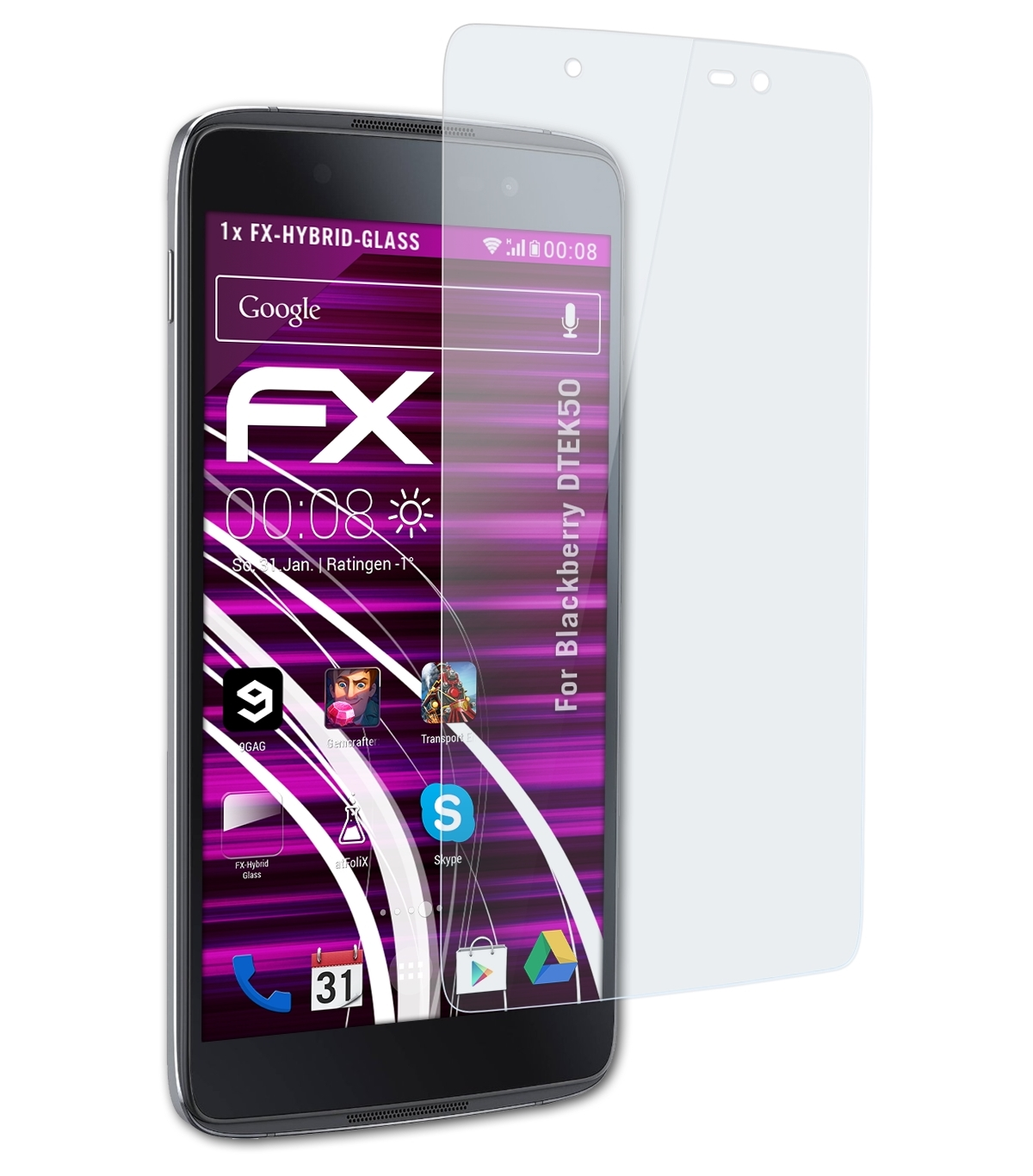 ATFOLIX FX-Hybrid-Glass Schutzglas(für Blackberry DTEK50)