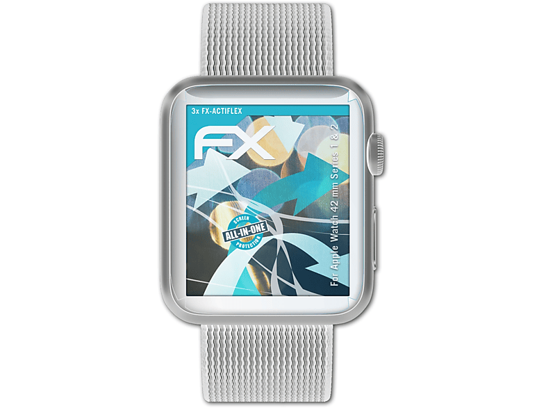 ATFOLIX 3x FX-ActiFleX Displayschutz(für Apple Watch 42 mm (Series 1 & 2))