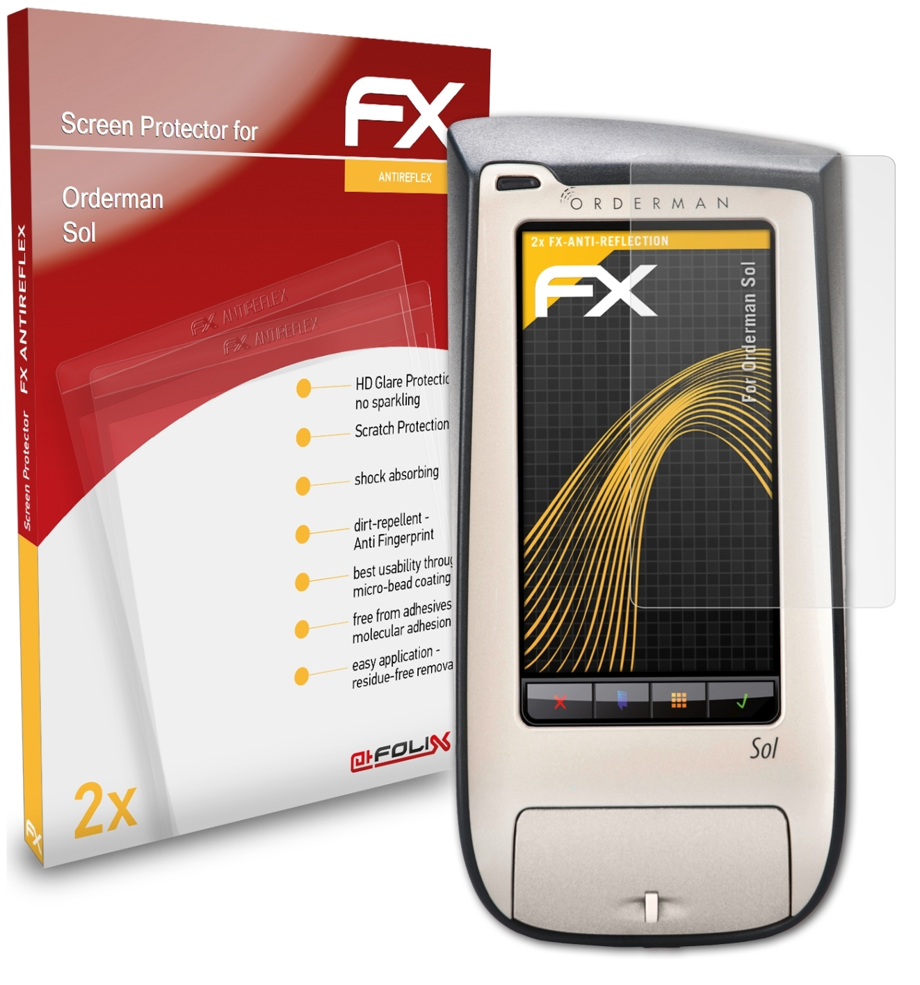 ATFOLIX 2x FX-Antireflex Displayschutz(für Orderman Sol)