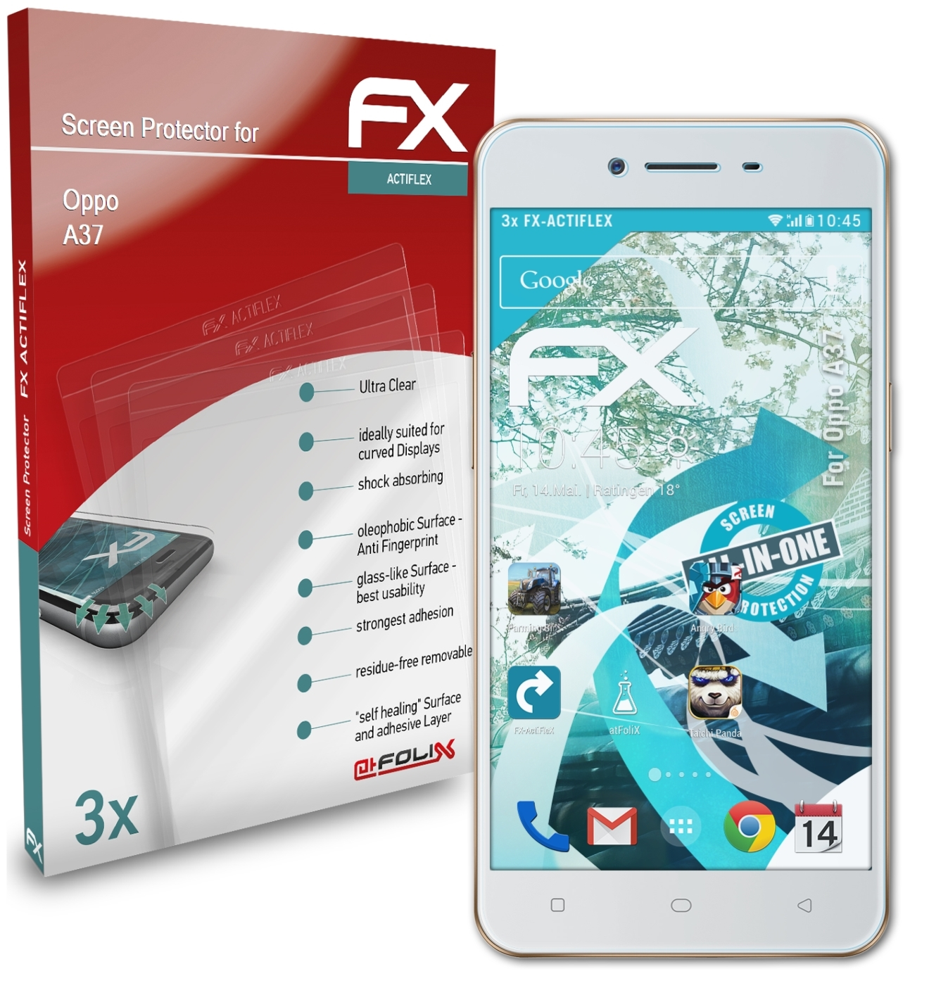 ATFOLIX 3x FX-ActiFleX Displayschutz(für Oppo A37)