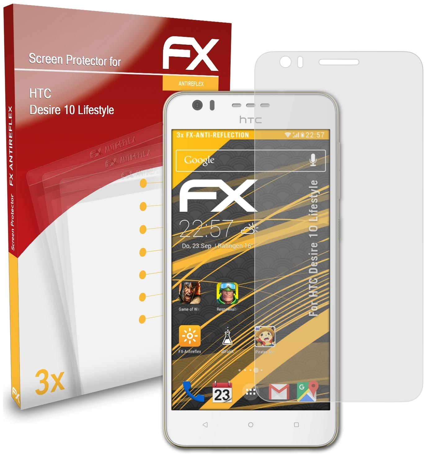 ATFOLIX Displayschutz(für 3x 10 Lifestyle) Desire HTC FX-Antireflex