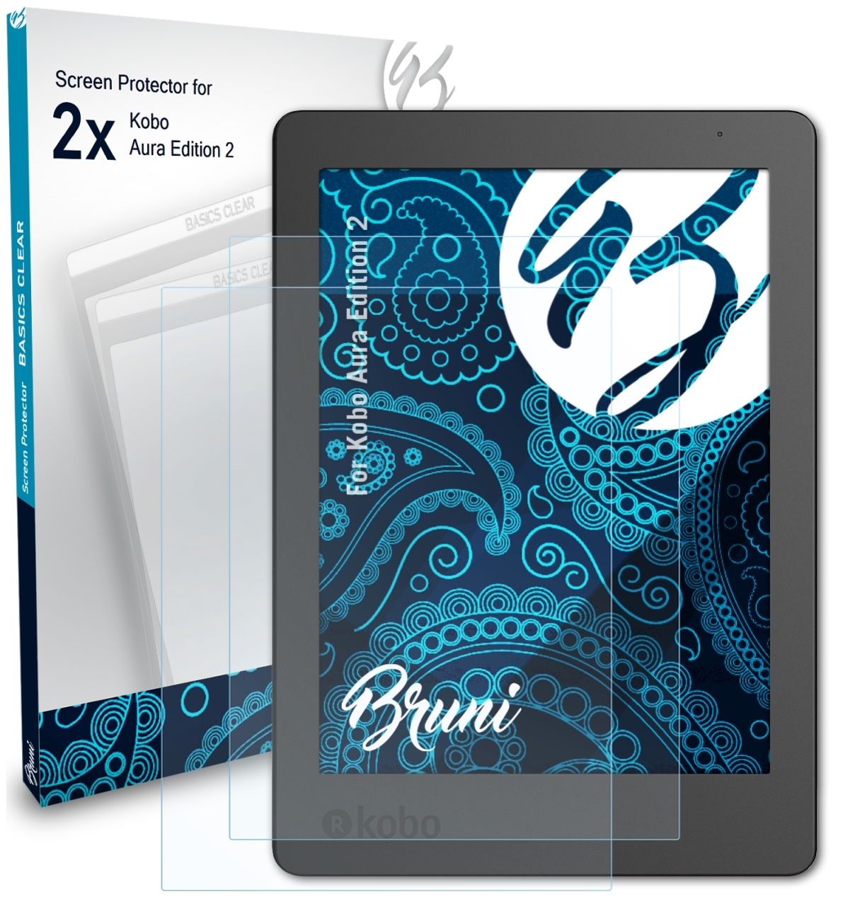 BRUNI Basics-Clear Kobo 2) Aura 2x Edition Schutzfolie(für
