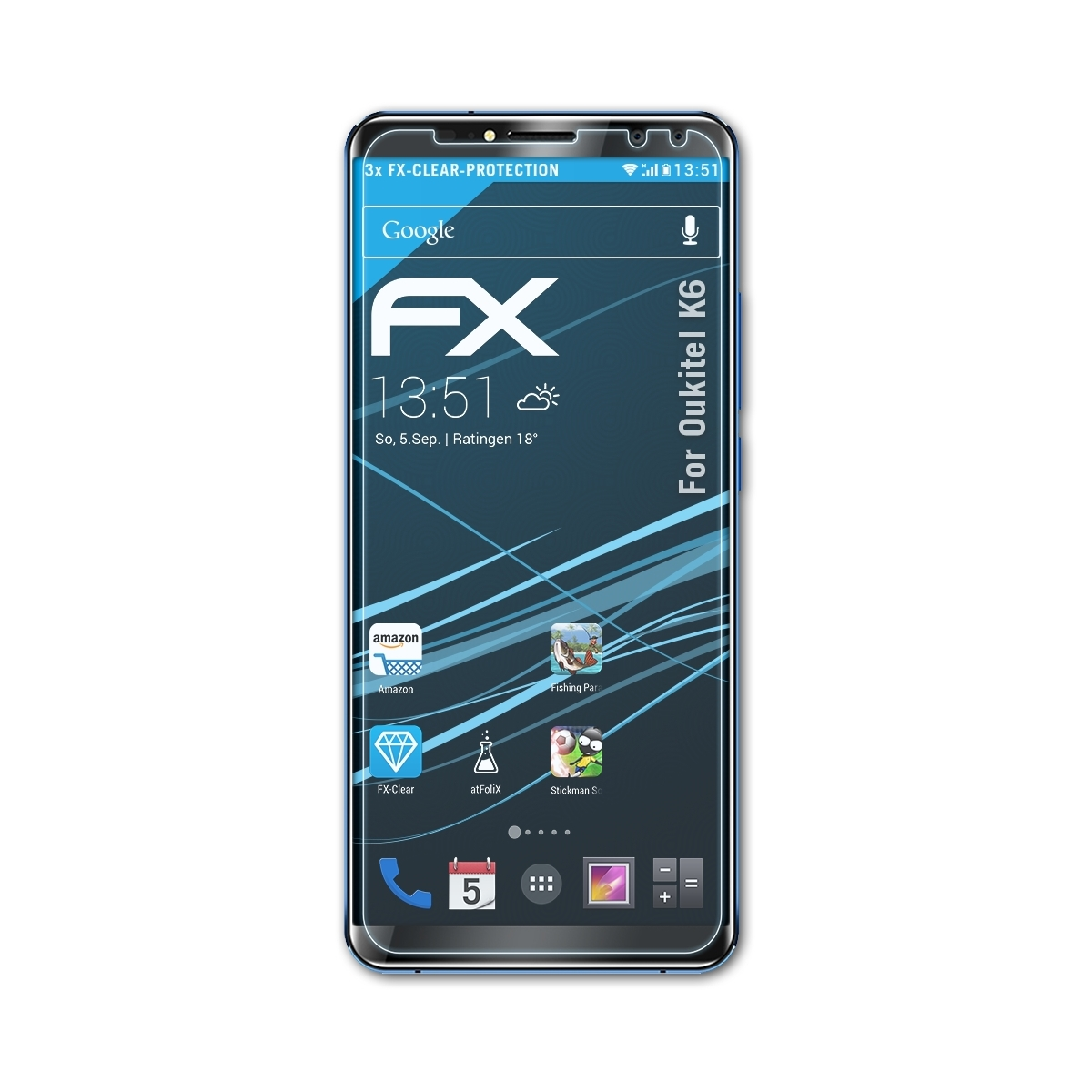 ATFOLIX 3x FX-Clear K6) Oukitel Displayschutz(für