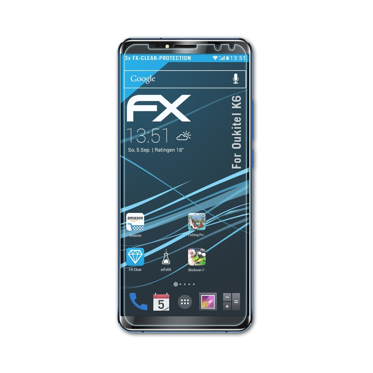 K6) ATFOLIX Displayschutz(für 3x Oukitel FX-Clear