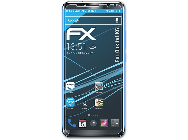 ATFOLIX 3x FX-Clear Displayschutz(für Oukitel K6)