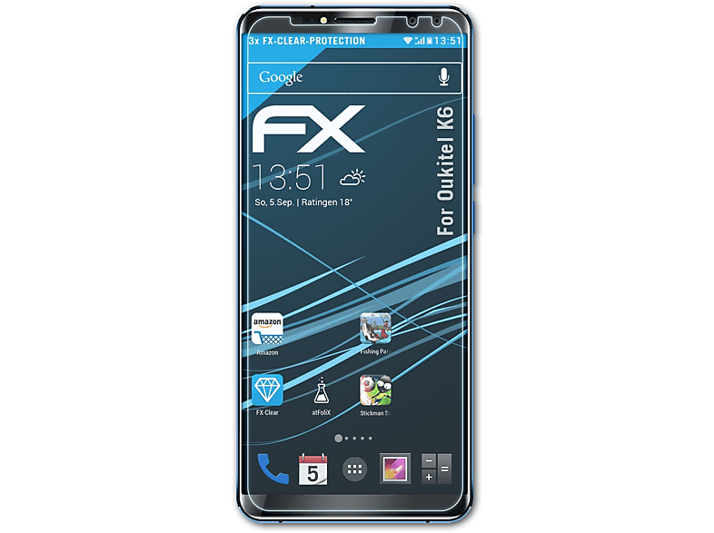 ATFOLIX FX-Clear Oukitel K6) Displayschutz(für 3x