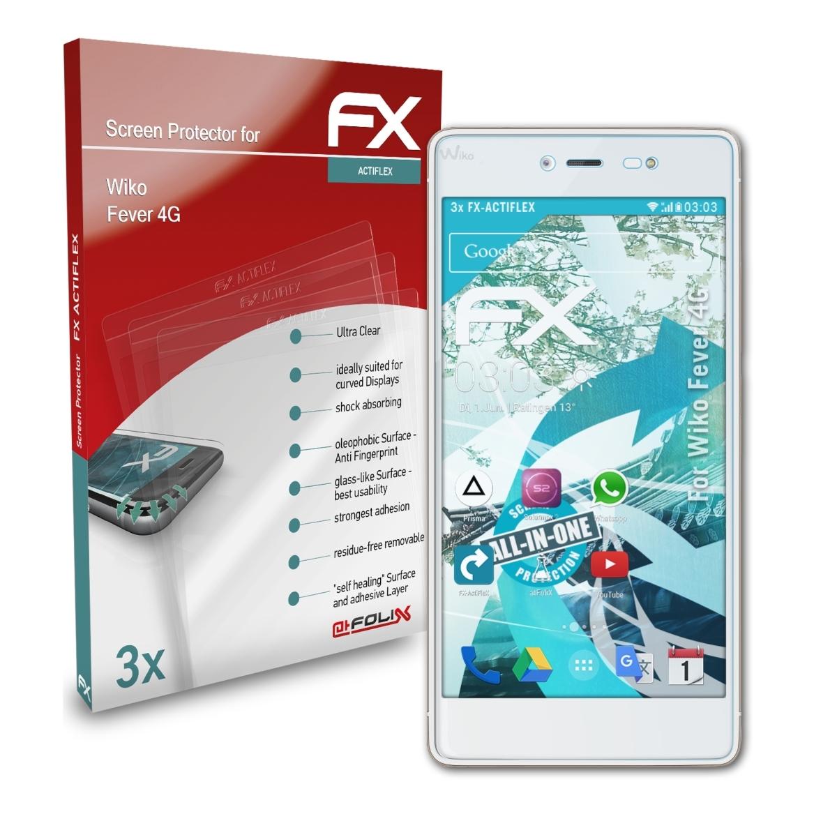 ATFOLIX FX-ActiFleX Wiko 4G) Fever 3x Displayschutz(für