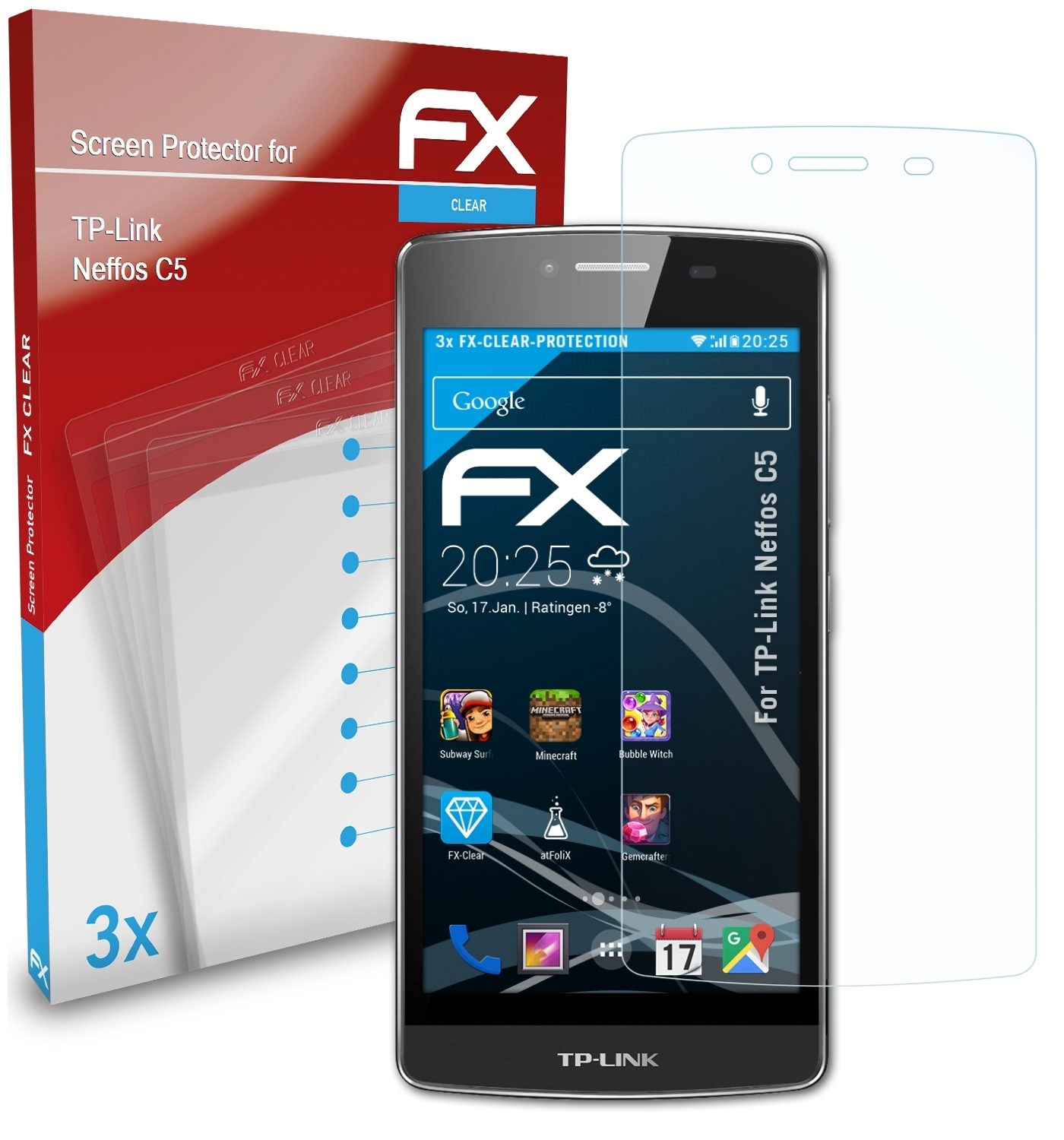 FX-Clear 3x Neffos ATFOLIX TP-Link Displayschutz(für C5)