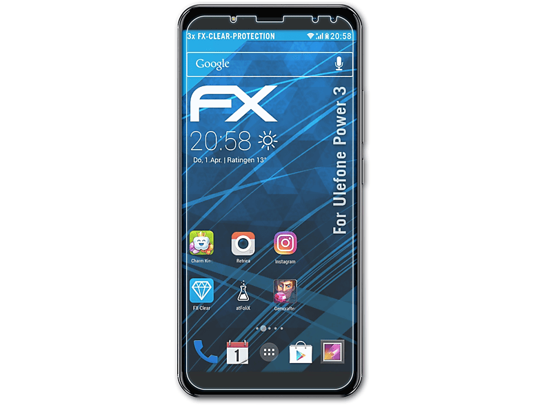 ATFOLIX 3x FX-Clear Displayschutz(für Ulefone Power 3) | Displayschutzfolien & Gläser