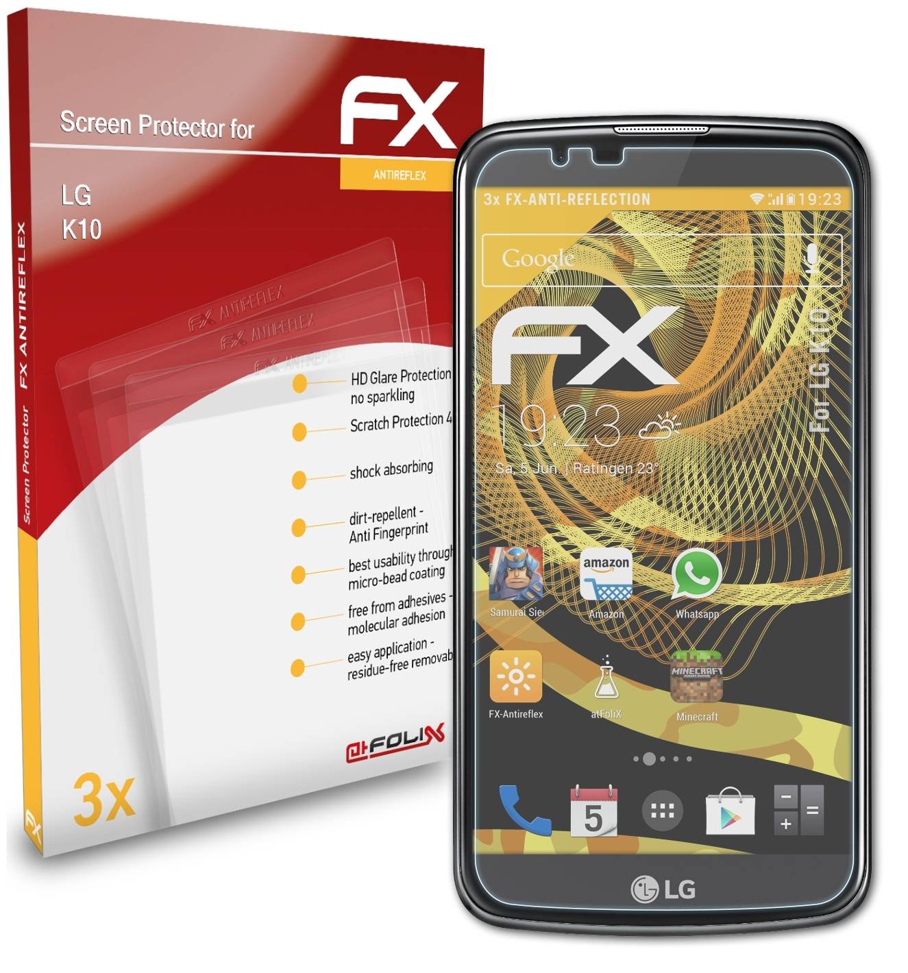 FX-Antireflex ATFOLIX 3x K10) Displayschutz(für LG