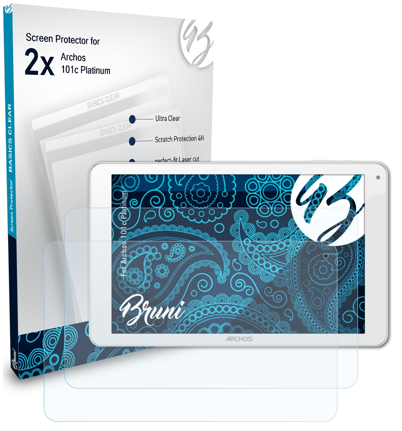 BRUNI 2x Basics-Clear Archos 101c Platinum) Schutzfolie(für