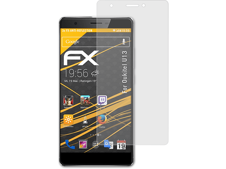 3x U13) FX-Antireflex ATFOLIX Displayschutz(für Oukitel