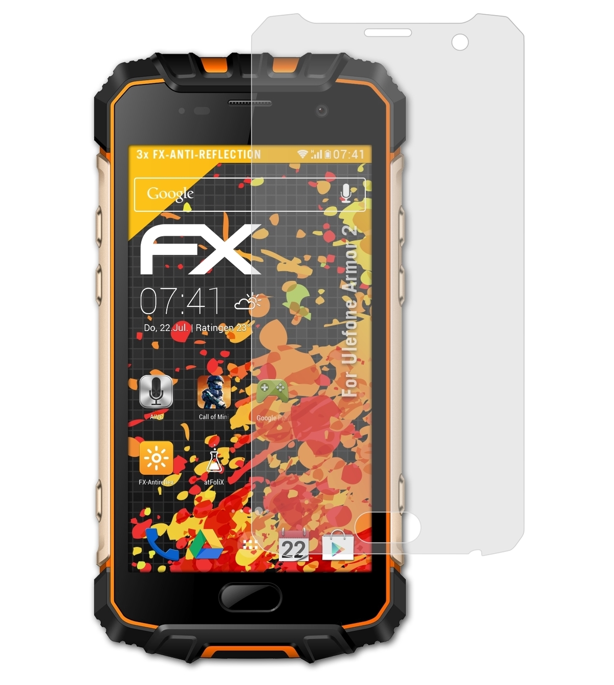 2) Ulefone 3x ATFOLIX Armor Displayschutz(für FX-Antireflex