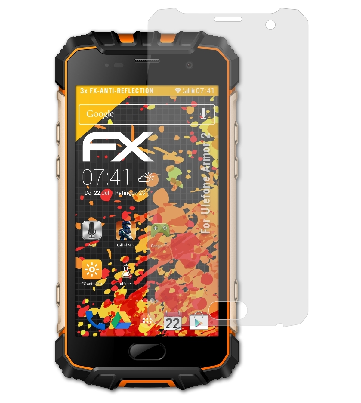 ATFOLIX 3x FX-Antireflex 2) Displayschutz(für Armor Ulefone