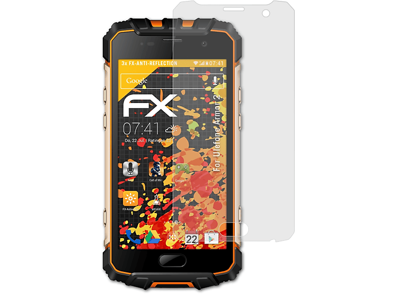 ATFOLIX 3x FX-Antireflex Displayschutz(für Ulefone Armor 2)