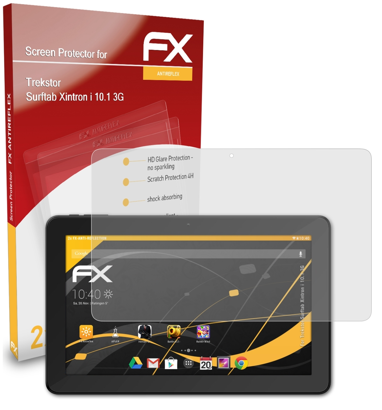 2x FX-Antireflex ATFOLIX 10.1 3G) Displayschutz(für i Surftab Xintron Trekstor