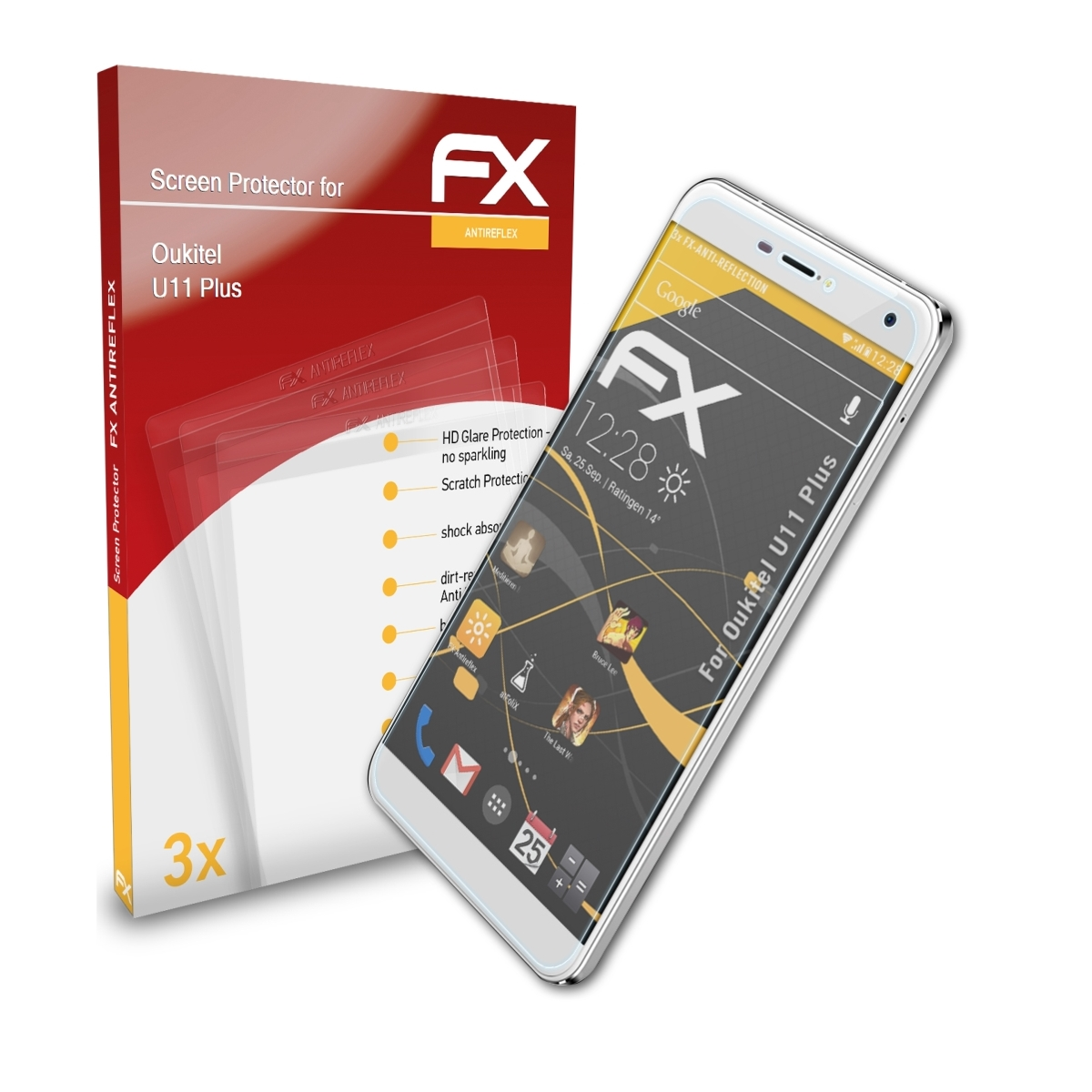 ATFOLIX 3x FX-Antireflex Displayschutz(für Oukitel U11 Plus)