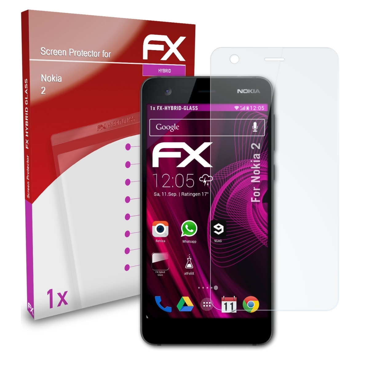 2) ATFOLIX FX-Hybrid-Glass Nokia Schutzglas(für