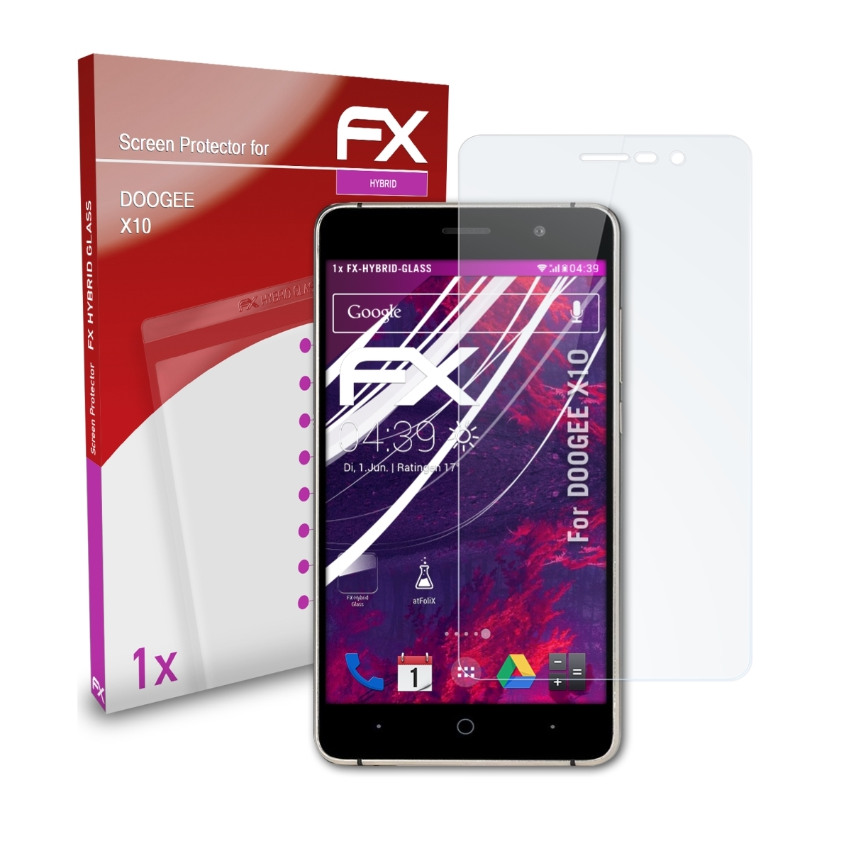 ATFOLIX FX-Hybrid-Glass Schutzglas(für X10) Doogee