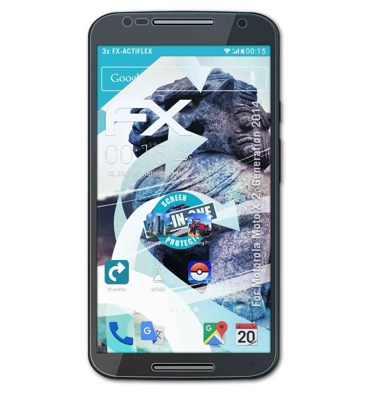 Moto 2014)) Motorola FX-ActiFleX X Generation ATFOLIX (2. Displayschutz(für 3x