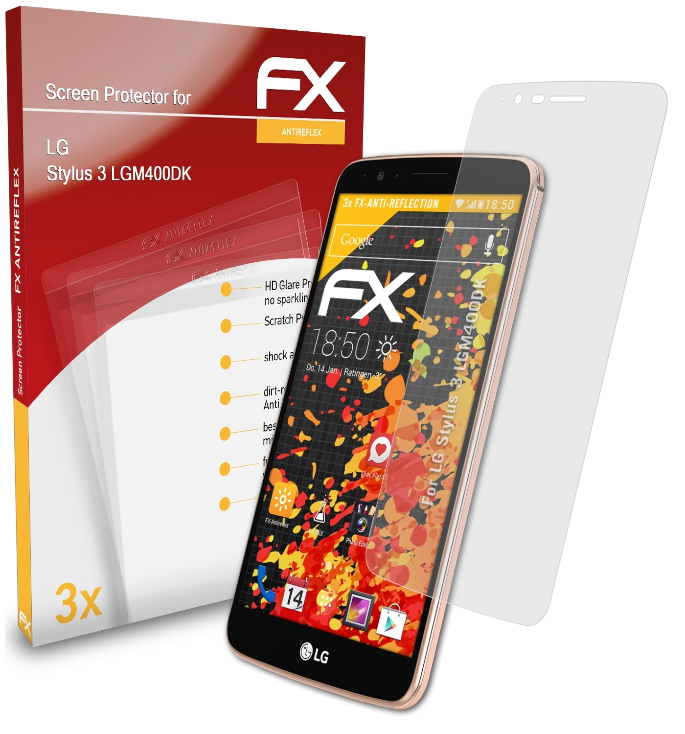 Stylus 3 FX-Antireflex LG Displayschutz(für ATFOLIX (LGM400DK)) 3x