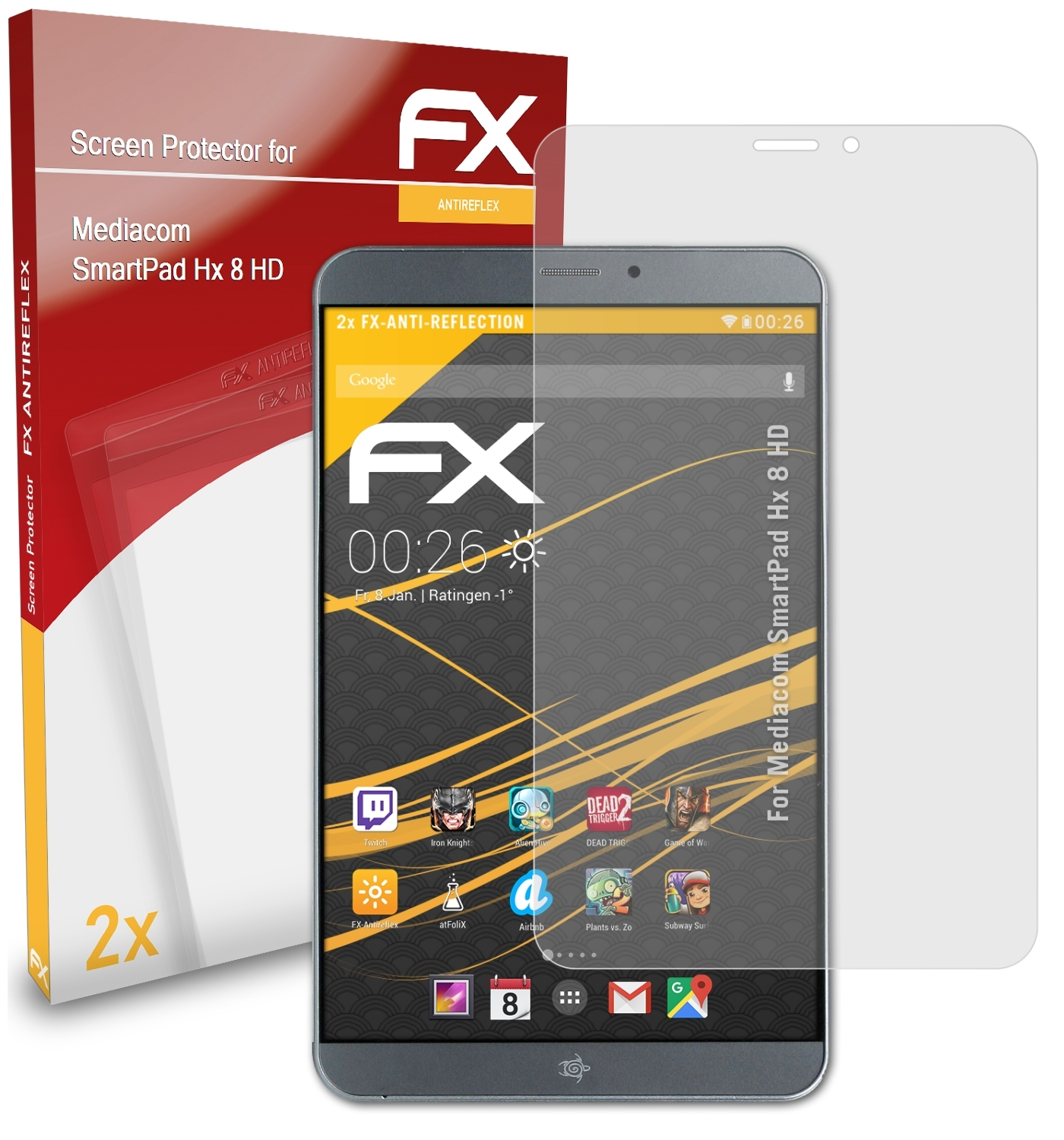 2x SmartPad Hx Displayschutz(für Mediacom HD) FX-Antireflex 8 ATFOLIX