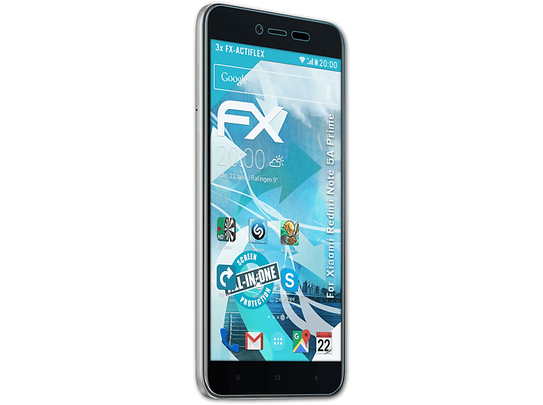 3x Redmi Xiaomi FX-ActiFleX ATFOLIX Displayschutz(für Prime) 5A Note