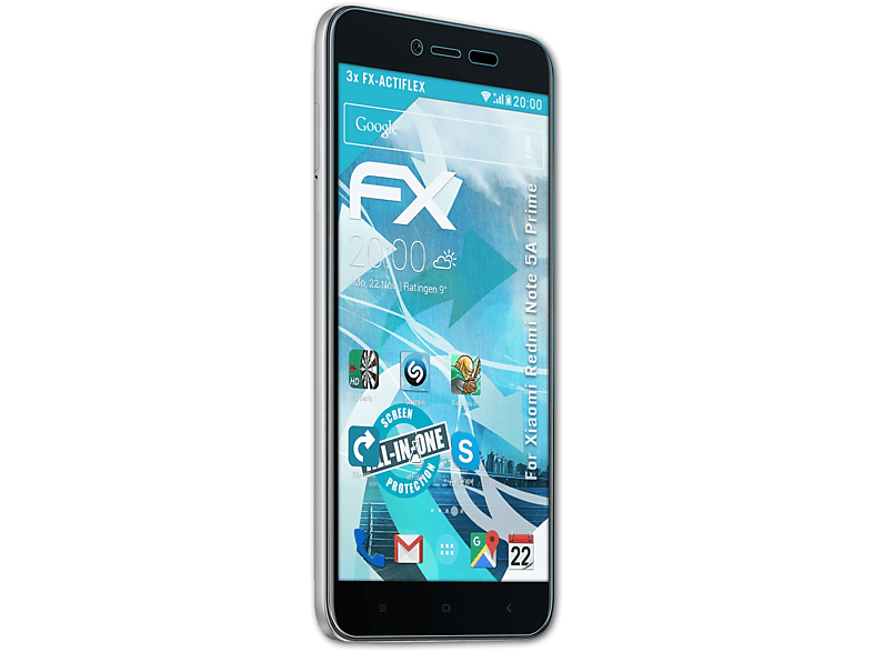 ATFOLIX 3x Prime) Xiaomi Note 5A Redmi Displayschutz(für FX-ActiFleX