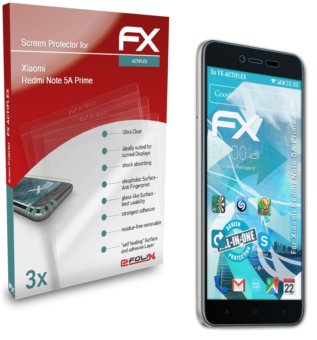 Displayschutz(für 5A Xiaomi Redmi ATFOLIX Prime) FX-ActiFleX Note 3x