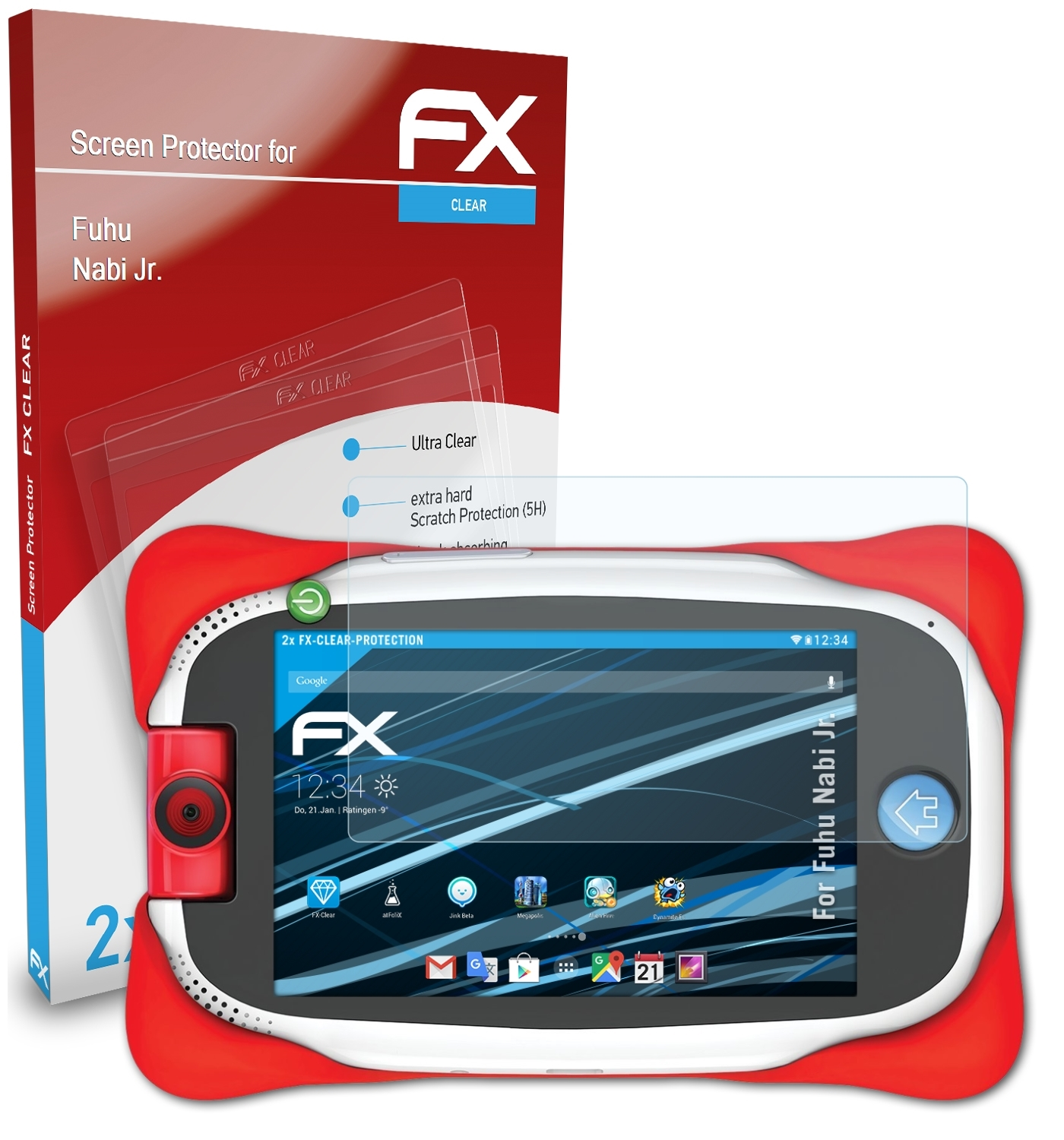 ATFOLIX 2x FX-Clear Displayschutz(für Fuhu Nabi Jr.)