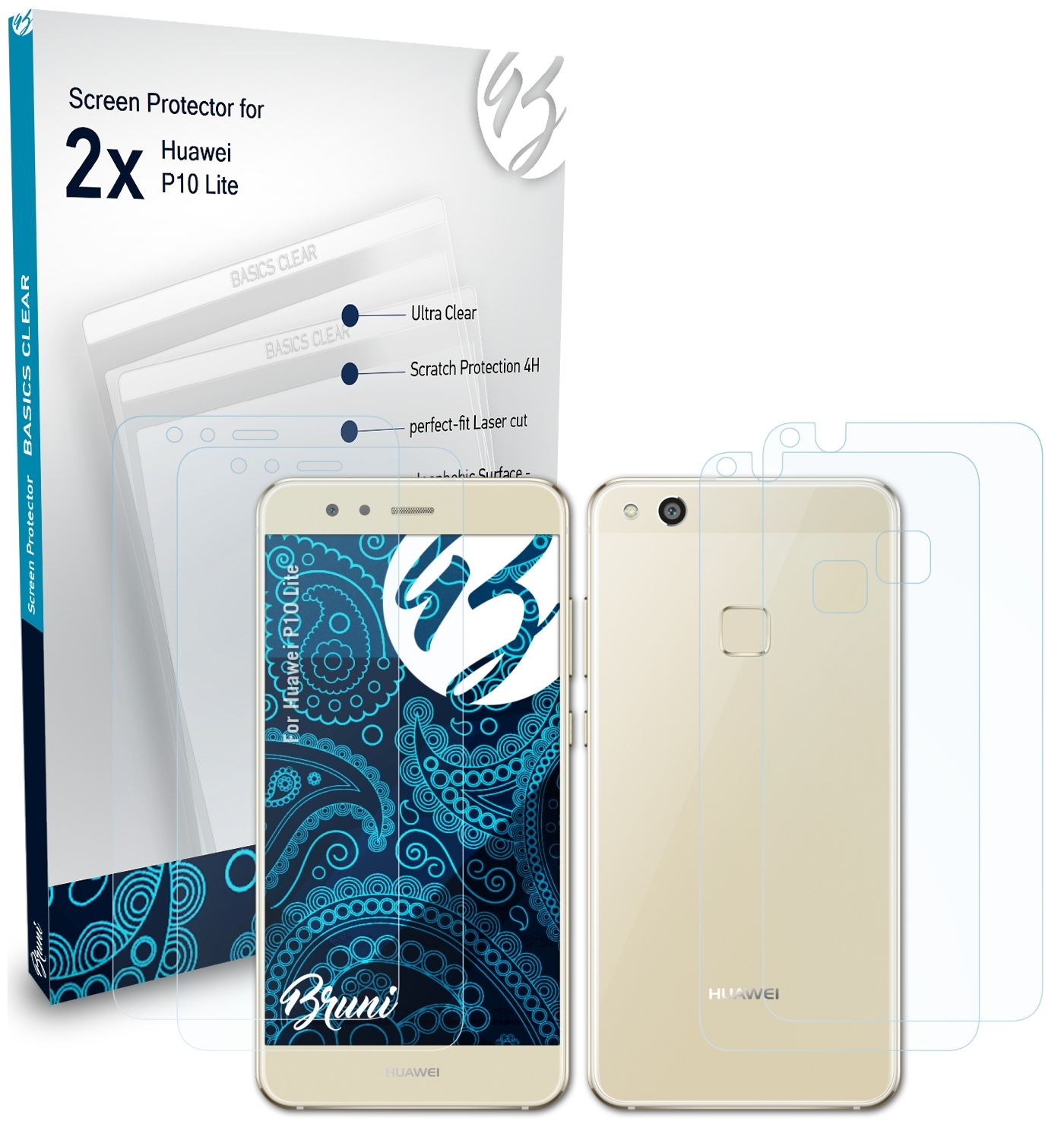 BRUNI 2x Basics-Clear P10 Schutzfolie(für Huawei Lite)