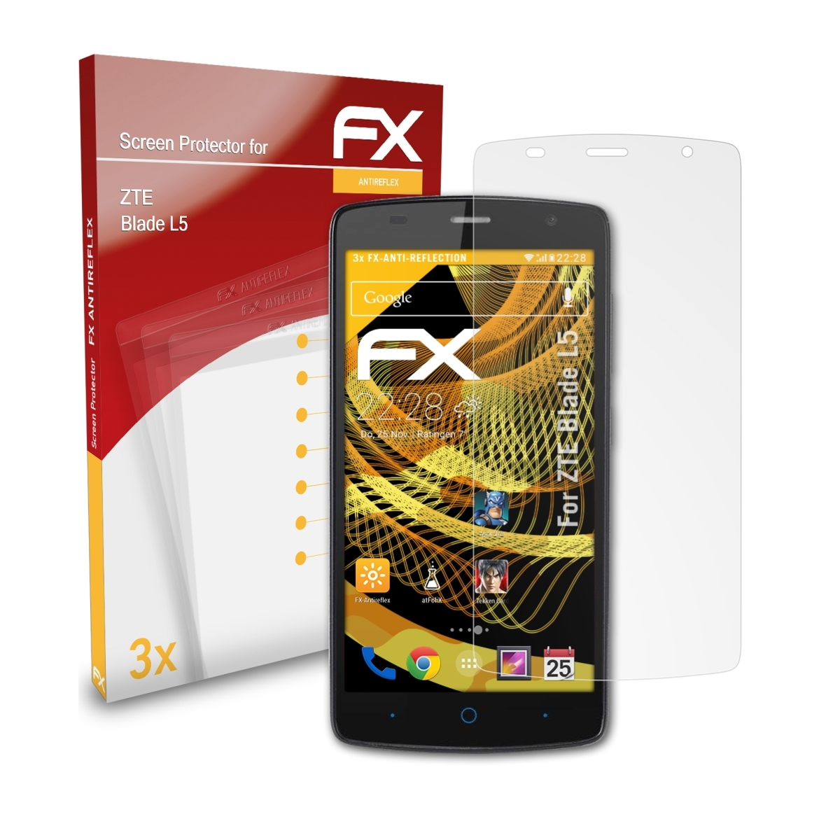 ATFOLIX 3x FX-Antireflex Displayschutz(für ZTE Blade L5)