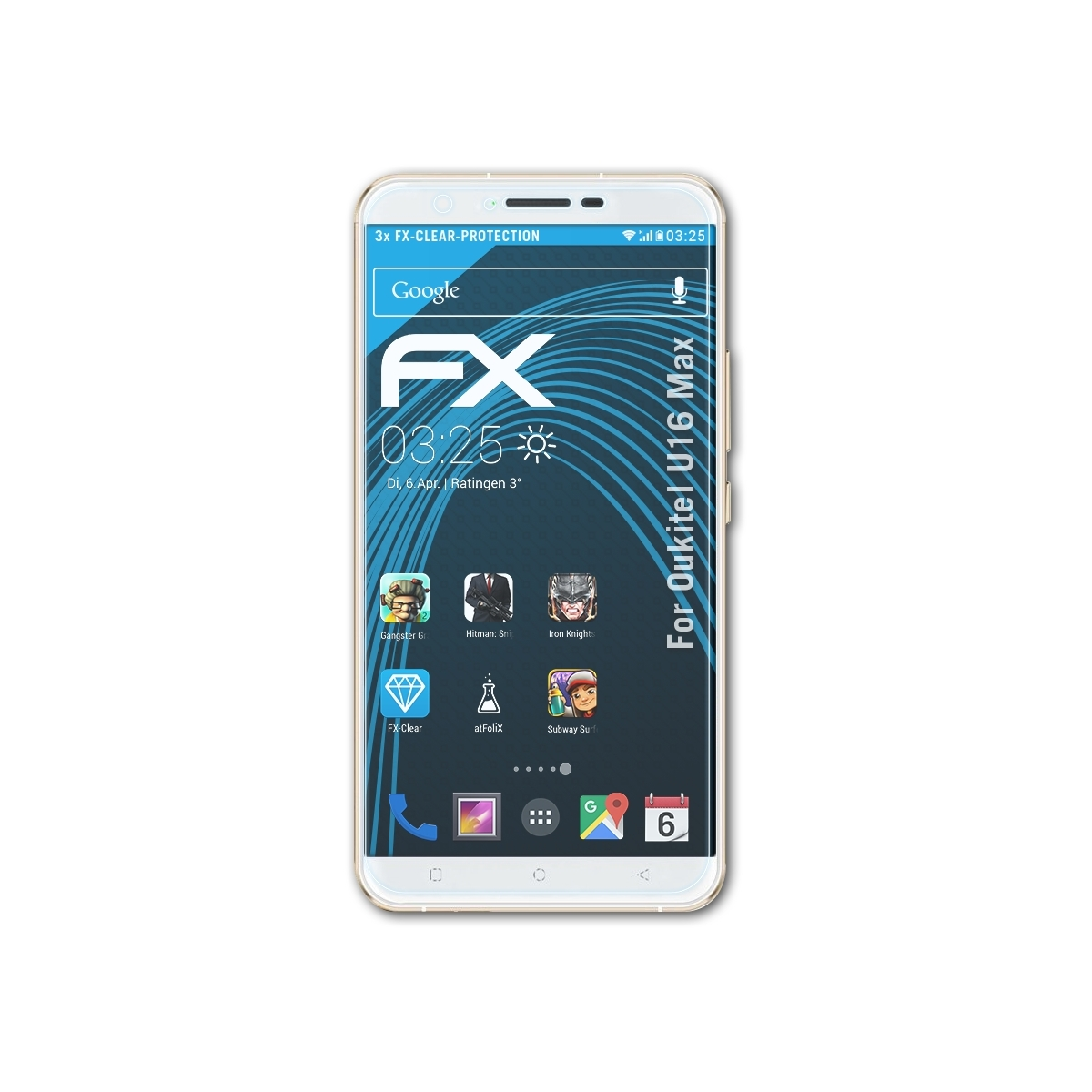 Oukitel Displayschutz(für U16 FX-Clear 3x Max) ATFOLIX