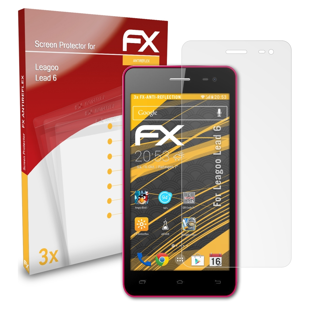 ATFOLIX 3x FX-Antireflex Displayschutz(für Lead Leagoo 6)