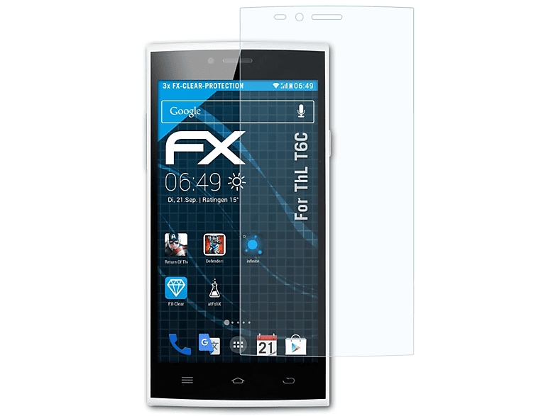 ATFOLIX 3x FX-Clear Displayschutz(für ThL T6C)