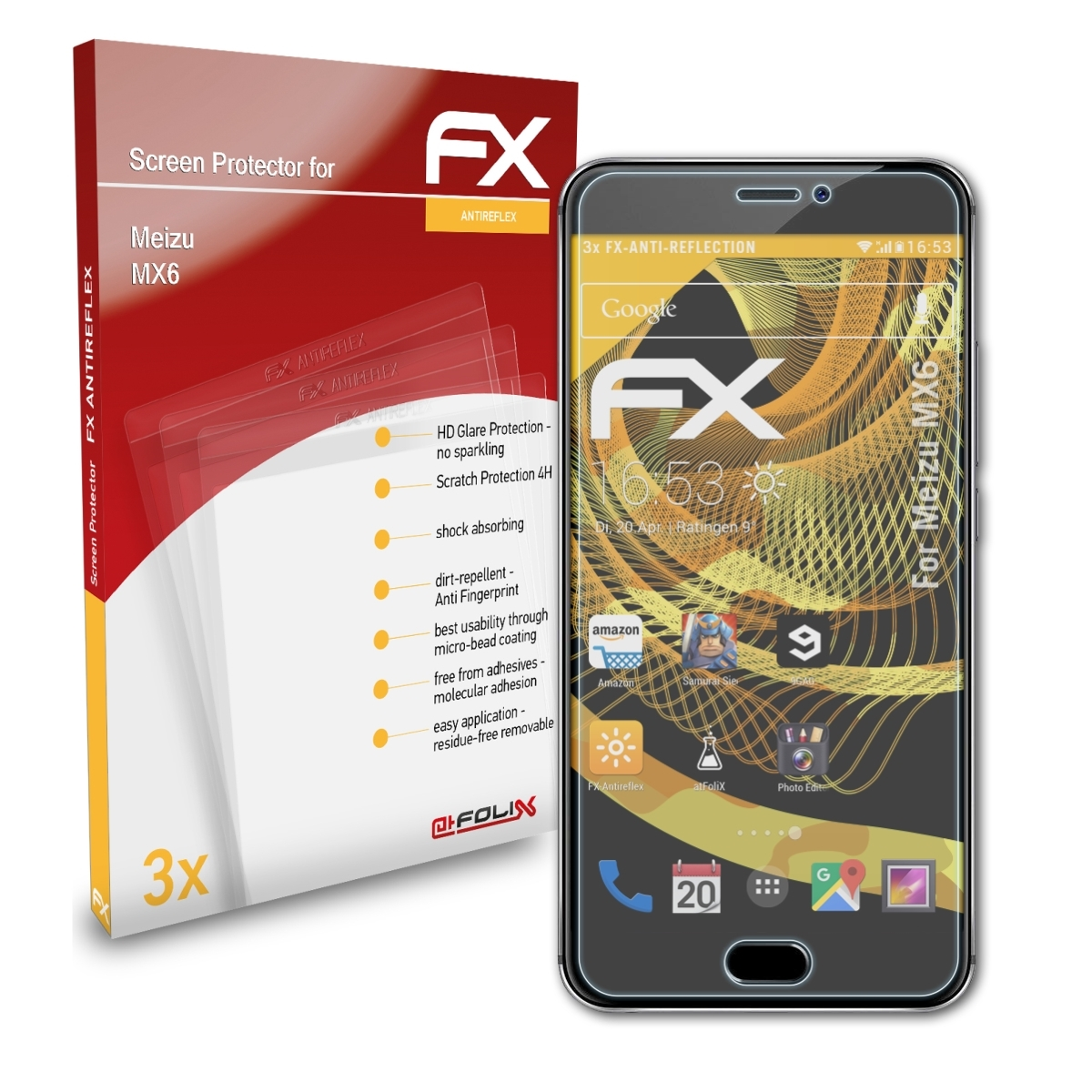 ATFOLIX 3x FX-Antireflex Displayschutz(für Meizu MX6)