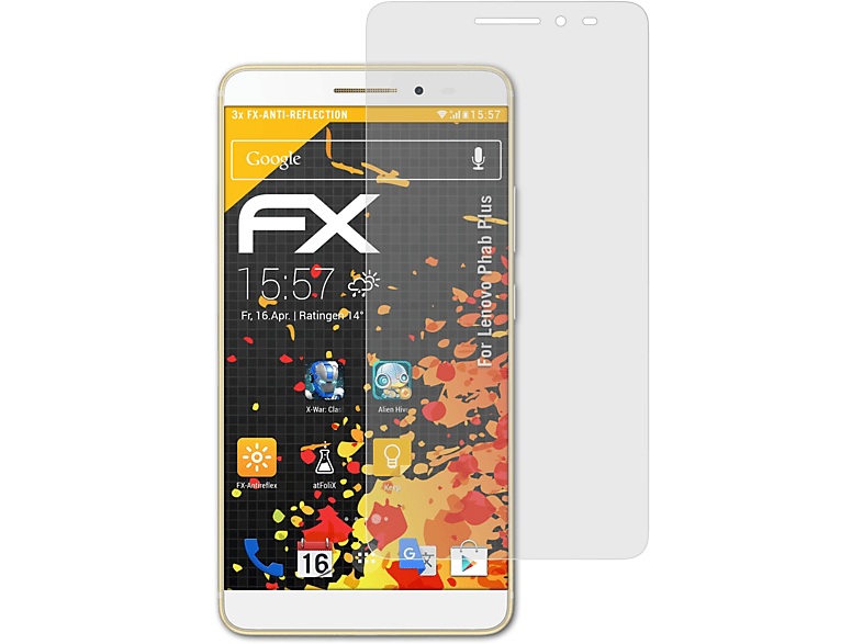 ATFOLIX 3x FX-Antireflex Displayschutz(für Lenovo Phab Plus)