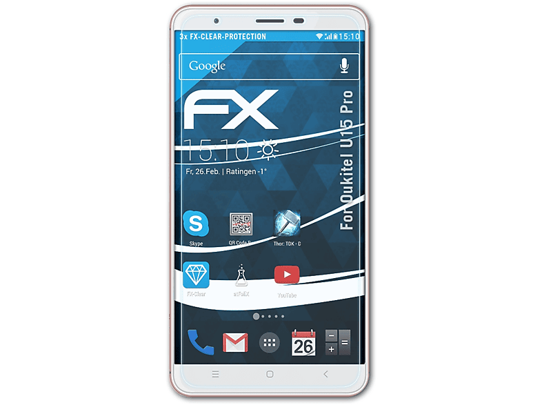 ATFOLIX 3x FX-Clear Displayschutz(für U15 Oukitel Pro)