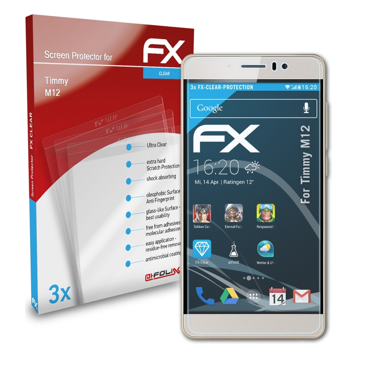 ATFOLIX 3x FX-Clear Displayschutz(für Timmy M12)