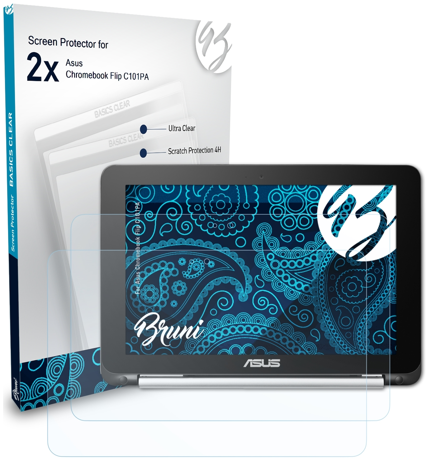Asus 2x Chromebook Schutzfolie(für Basics-Clear BRUNI Flip C101PA)