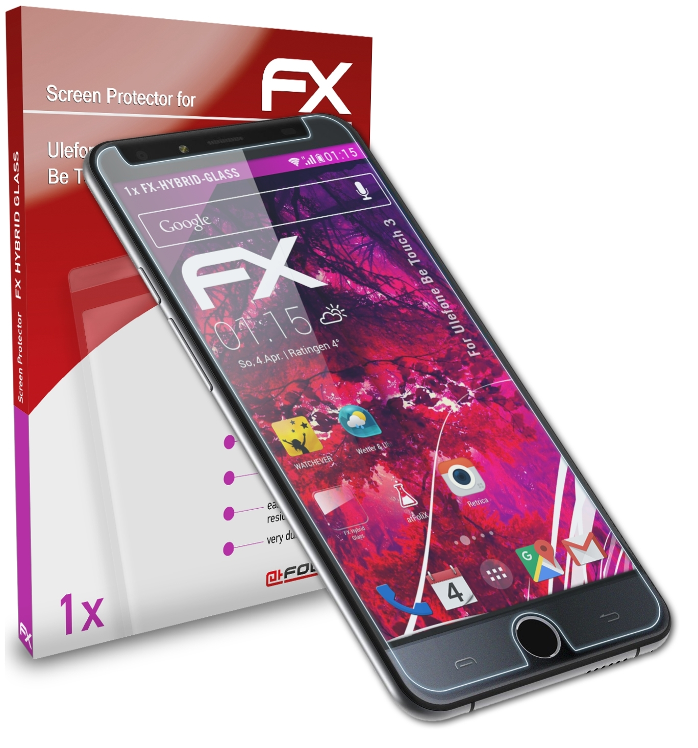 ATFOLIX FX-Hybrid-Glass Schutzglas(für Ulefone Be 3) Touch