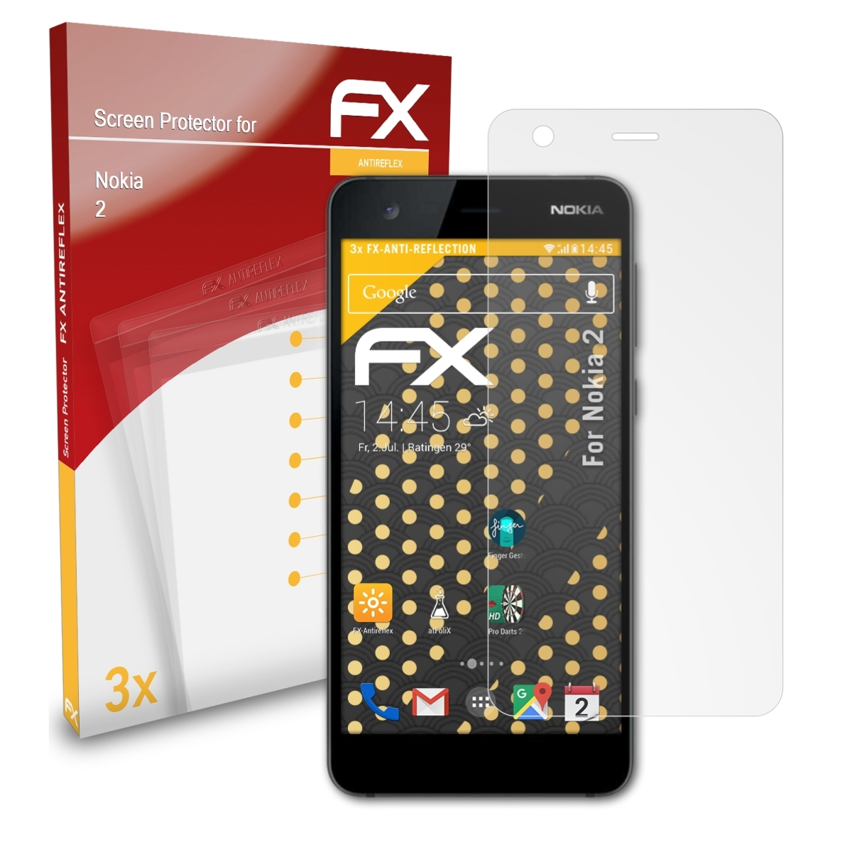 Nokia 2) ATFOLIX FX-Antireflex 3x Displayschutz(für