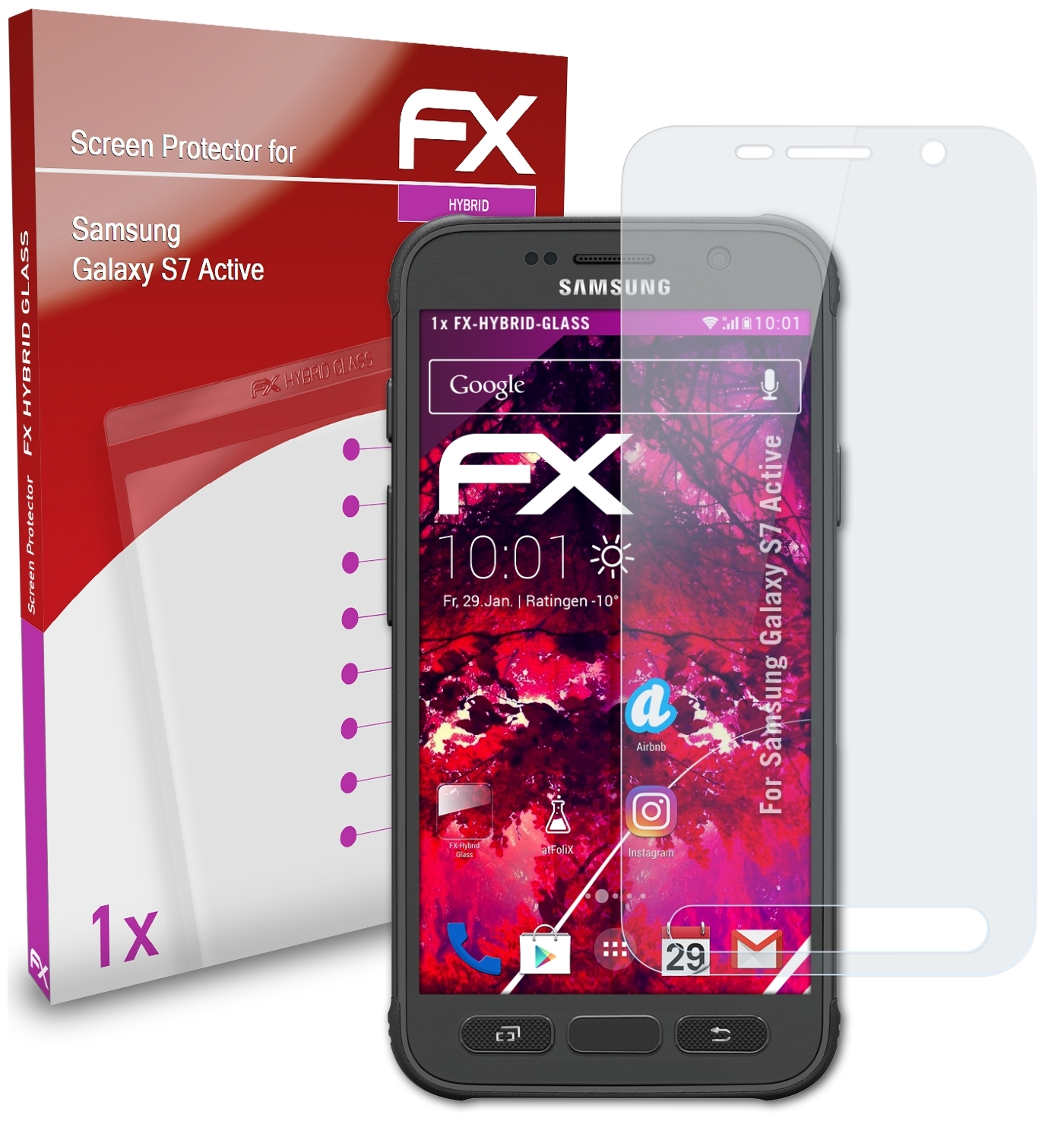 ATFOLIX FX-Hybrid-Glass S7 Samsung Active) Schutzglas(für Galaxy
