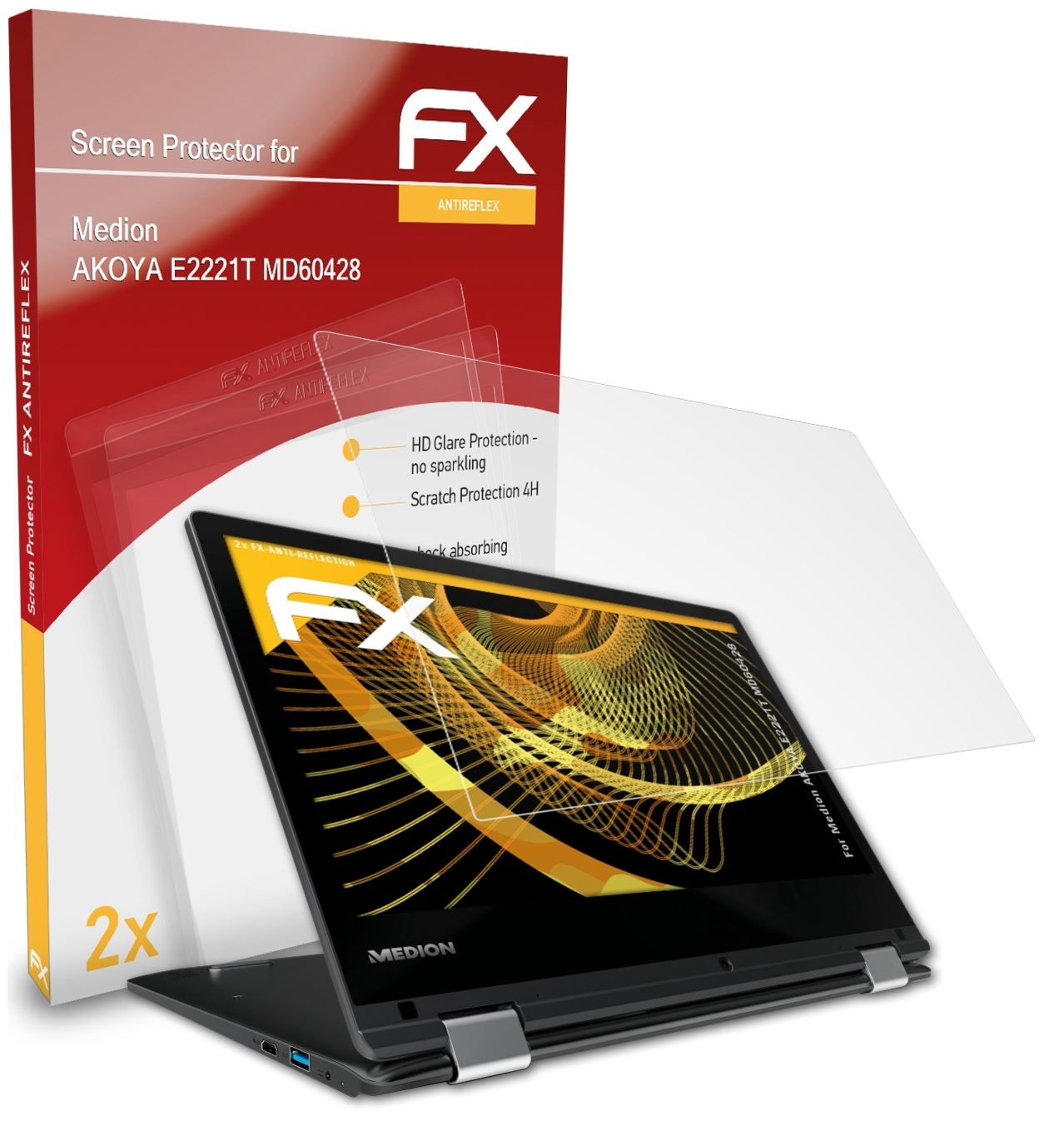 ATFOLIX 2x FX-Antireflex Displayschutz(für (MD60428)) AKOYA E2221T Medion