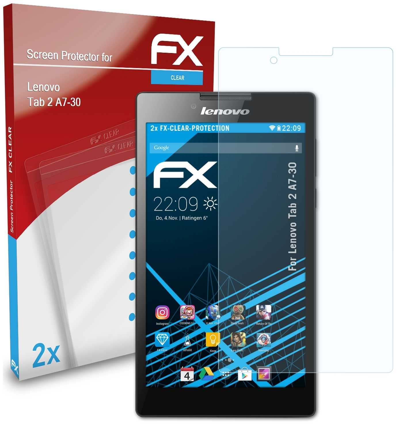 2 Displayschutz(für A7-30) FX-Clear Tab 2x Lenovo ATFOLIX