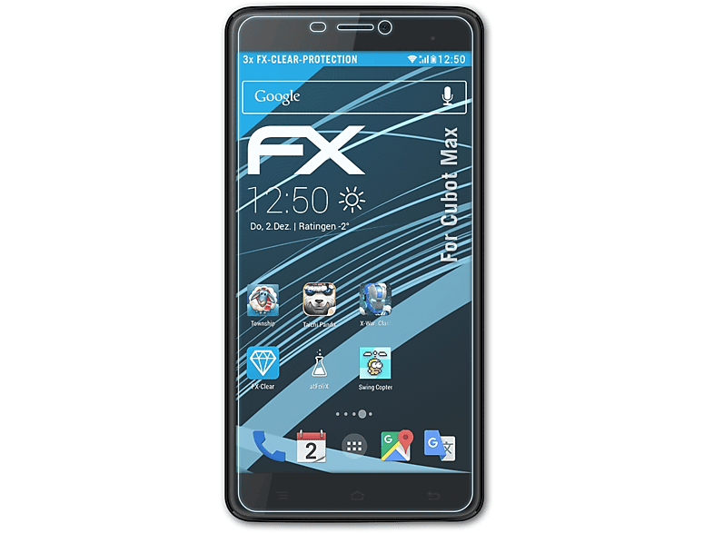 ATFOLIX 3x FX-Clear Displayschutz(für Cubot Max)